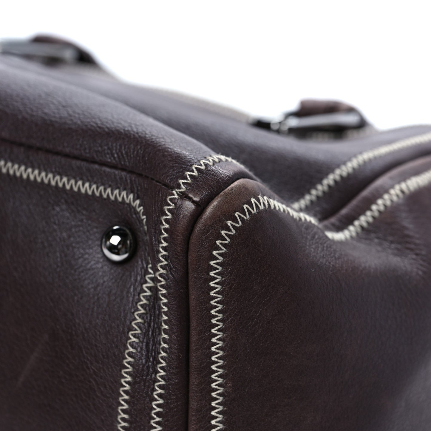 Deerskin Stitched Medium Bowler Brown