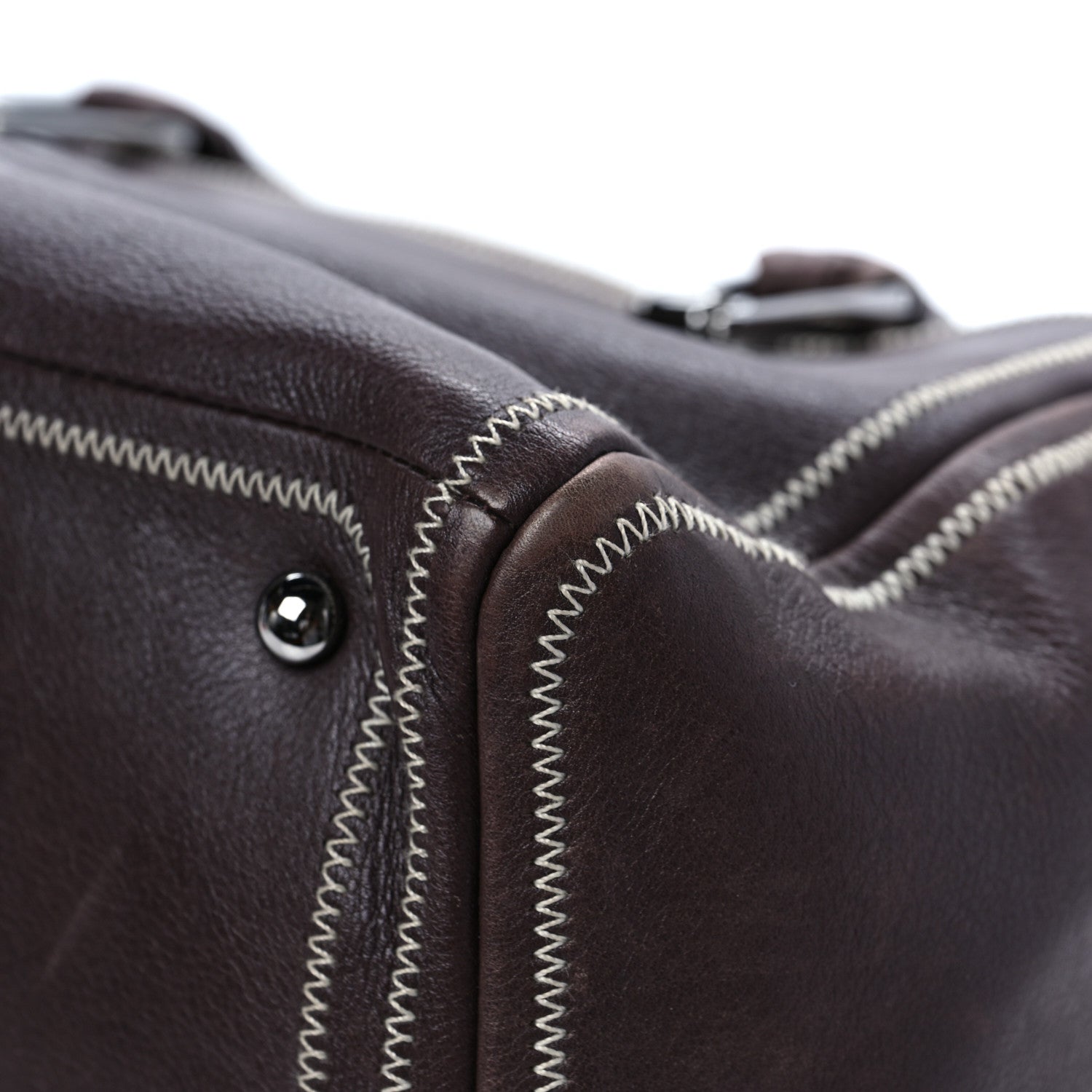 Chanel Deerskin Stitched Medium Bowler Brown 8 of 11