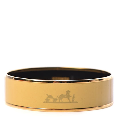 Hermes Enamel Printed Wide Caleche Bracelet 70 Jaune De Mars 1 of 6