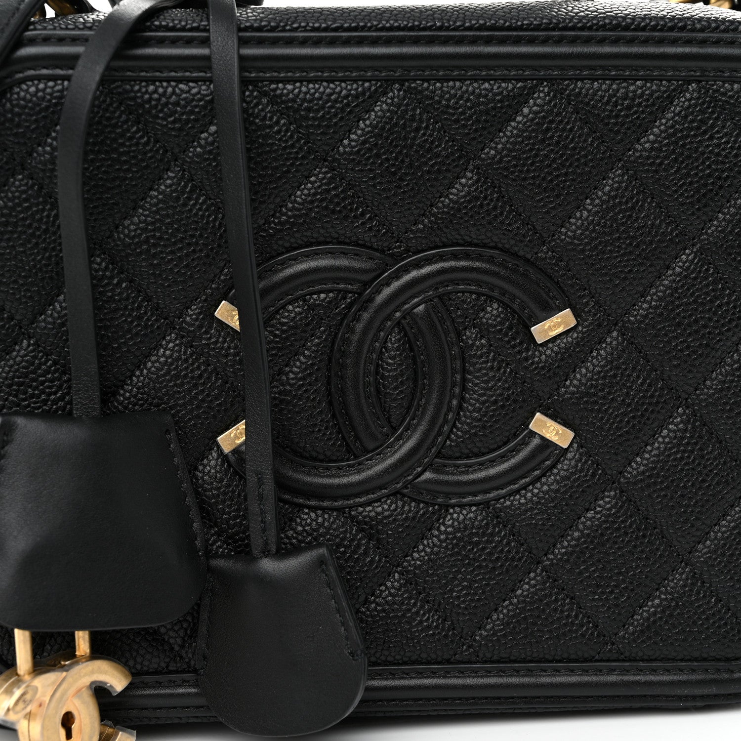 Chanel Caviar Quilted Medium CC Filigree Vanity Case Black 8 of 10
