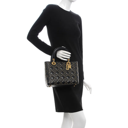 Christian Dior Calfskin Cannage Studded Medium Supple Lady Dior Black 3 of 10