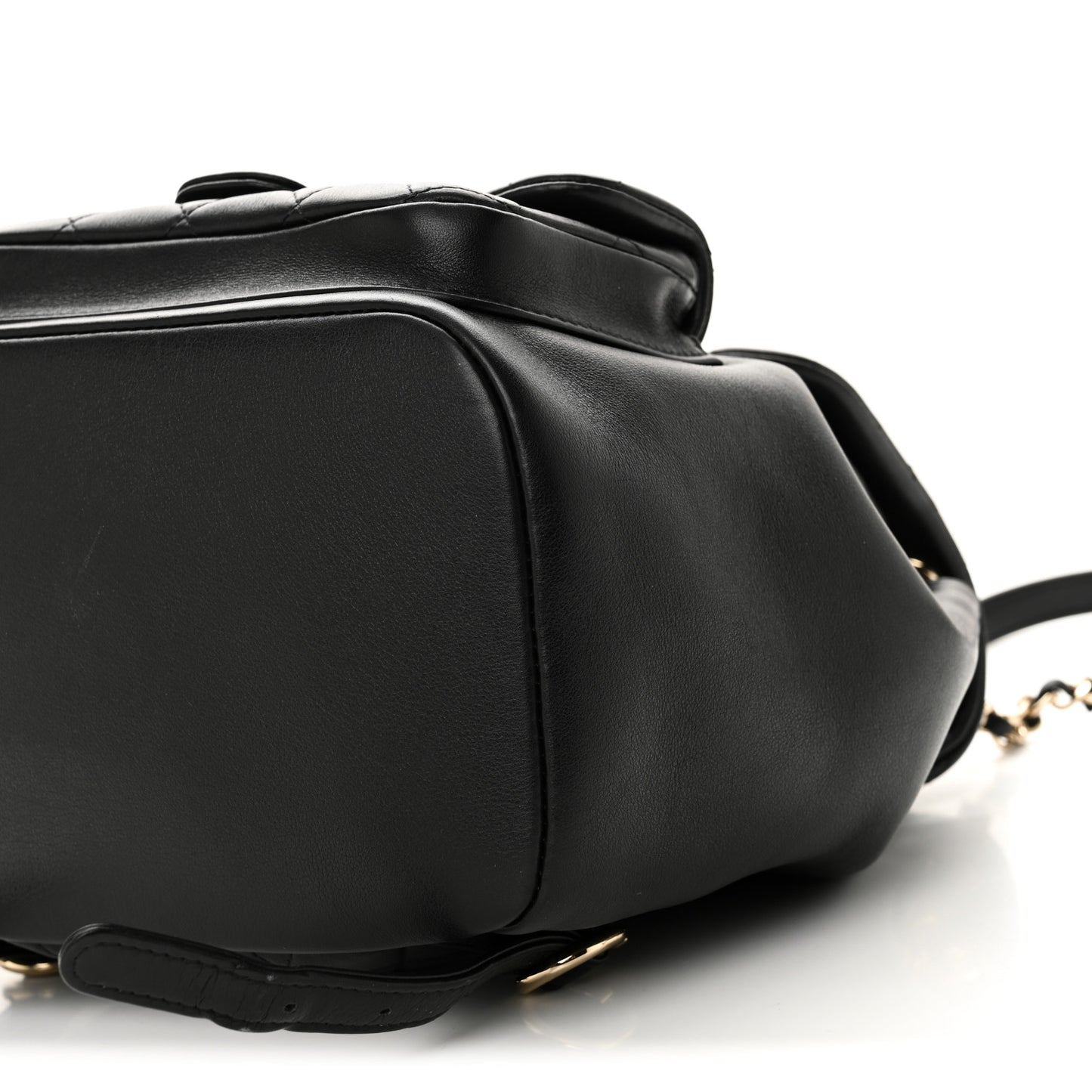 Lambskin Quilted Large Duma Drawstring Backpack Black