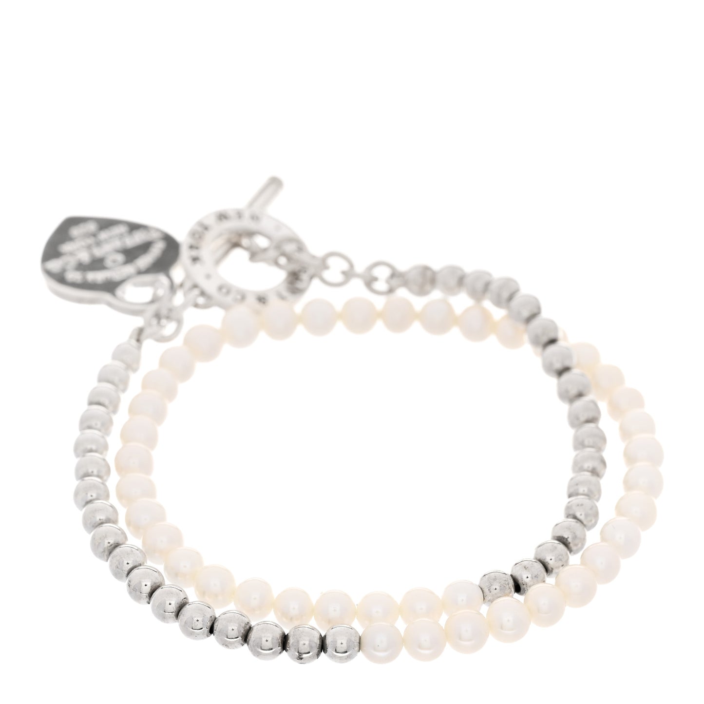 Sterling Silver Cultured Pearl Diamond Return to Tiffany Wrap Bead Bracelet