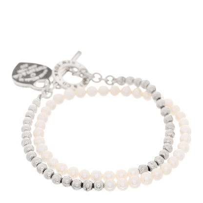 Tiffany Sterling Silver Cultured Pearl Diamond Return to Tiffany Wrap Bead Bracelet 2 of 3