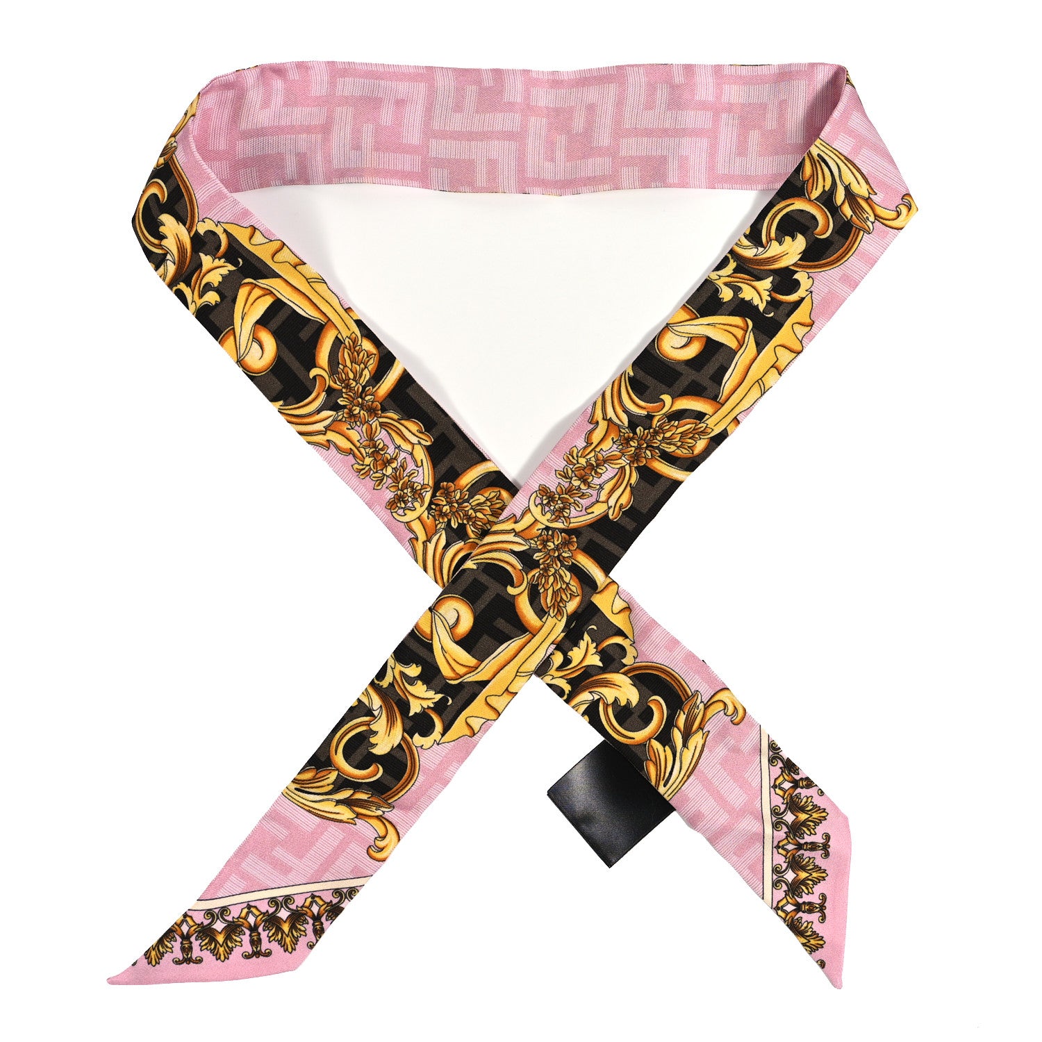Fendi X VERSACE Silk FF Baroque Fendace Wrappy Scarf Rosa Tabacco 1 of 3