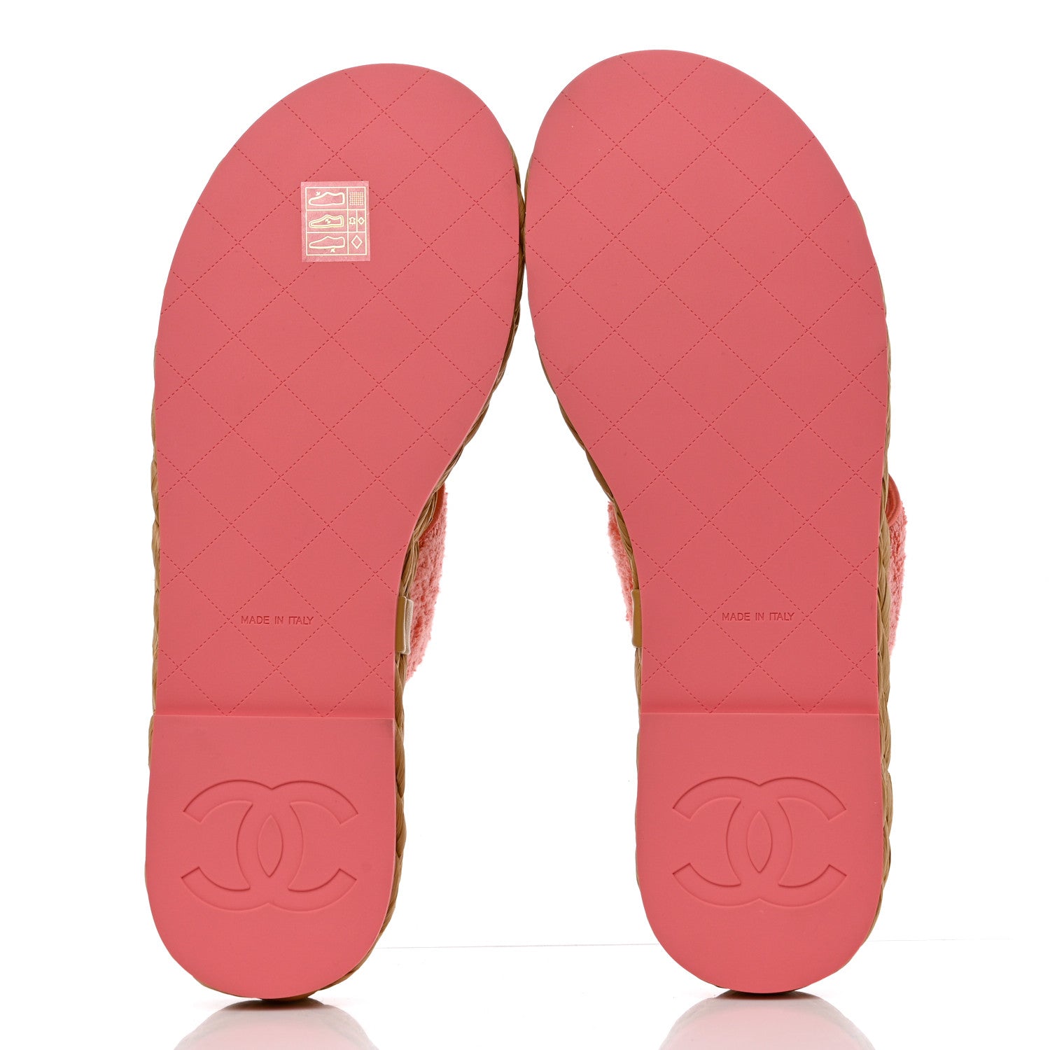 Chanel Terry Cloth Raffia CC Logo Thong Sandals 39.5 Pink 5 of 8