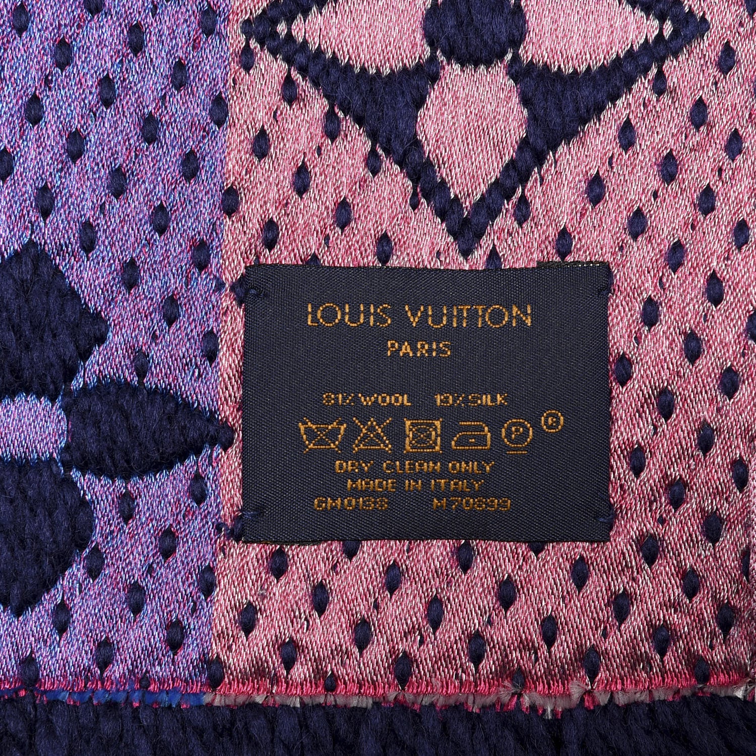 Louis Vuitton Wool Silk Rainbow Logomania Scarf Navy 3 of 3