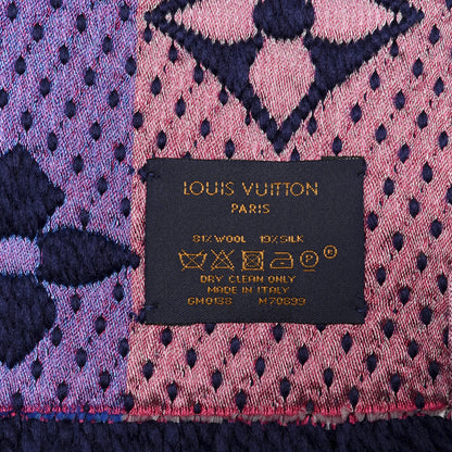 Louis Vuitton Wool Silk Rainbow Logomania Scarf Navy 3 of 3