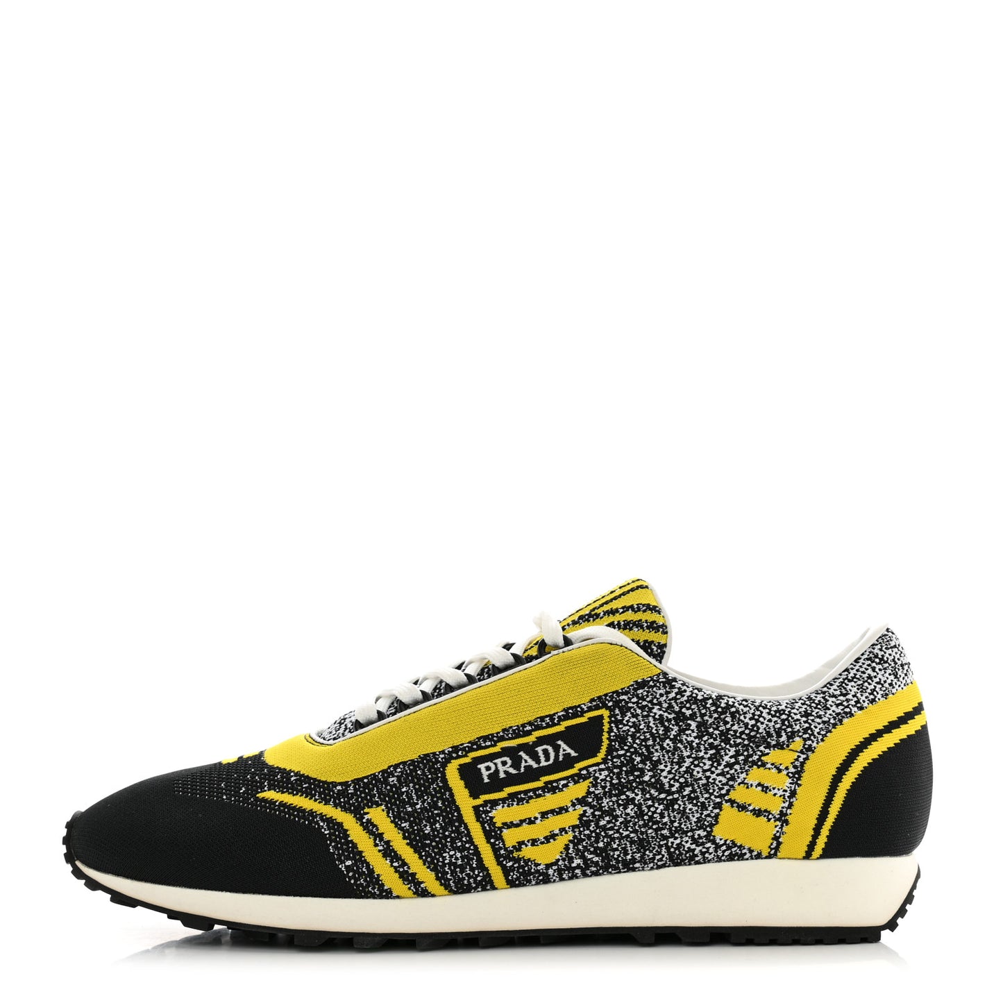 Sport Knit Fabric Mens Logo Running Sneakers 9 Black Giallo