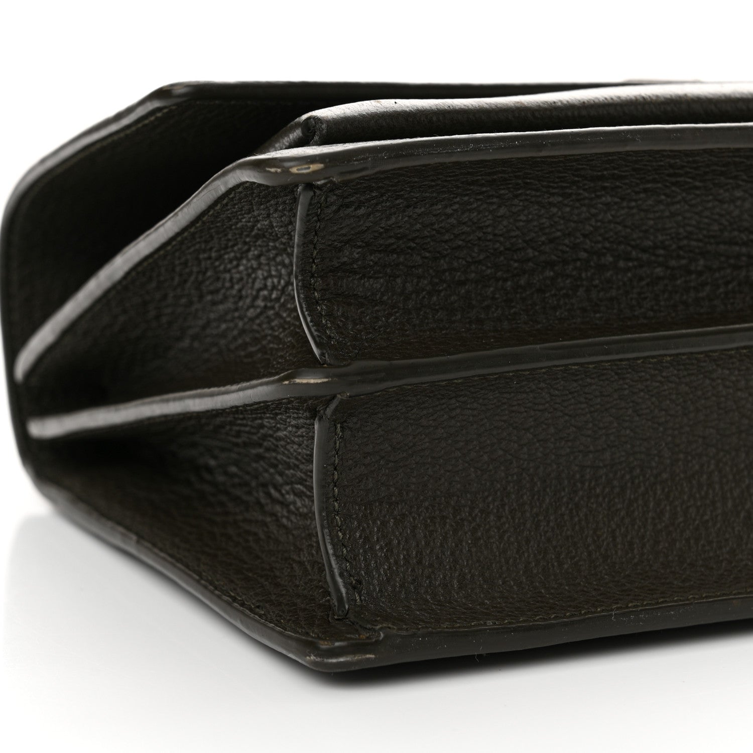 Saint Laurent Grained Calfskin Medium Monogram Sunset Satchel Dark Green 9 of 16