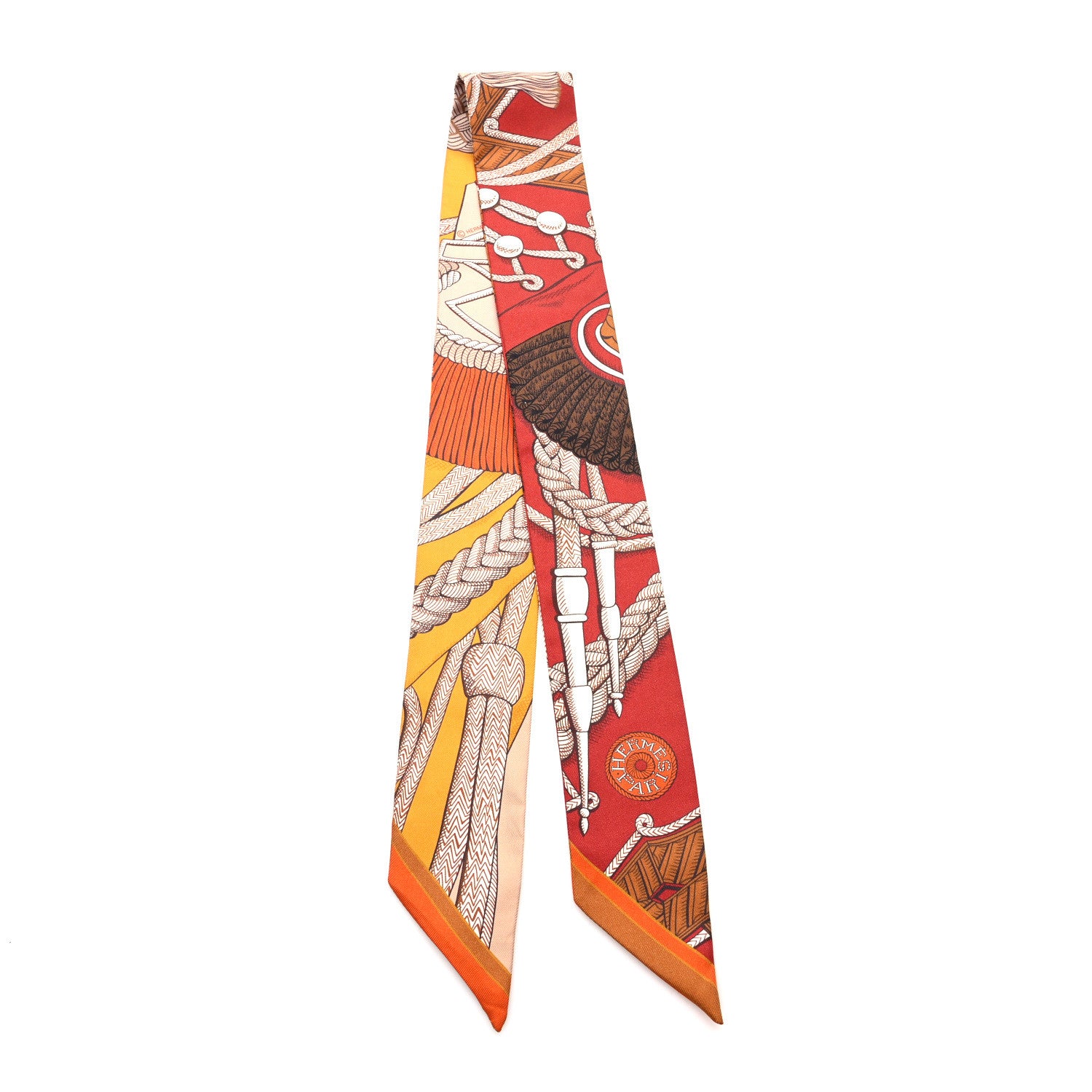 Hermes Silk Zouaves Et Dragons Twilly Acajou 2 of 4