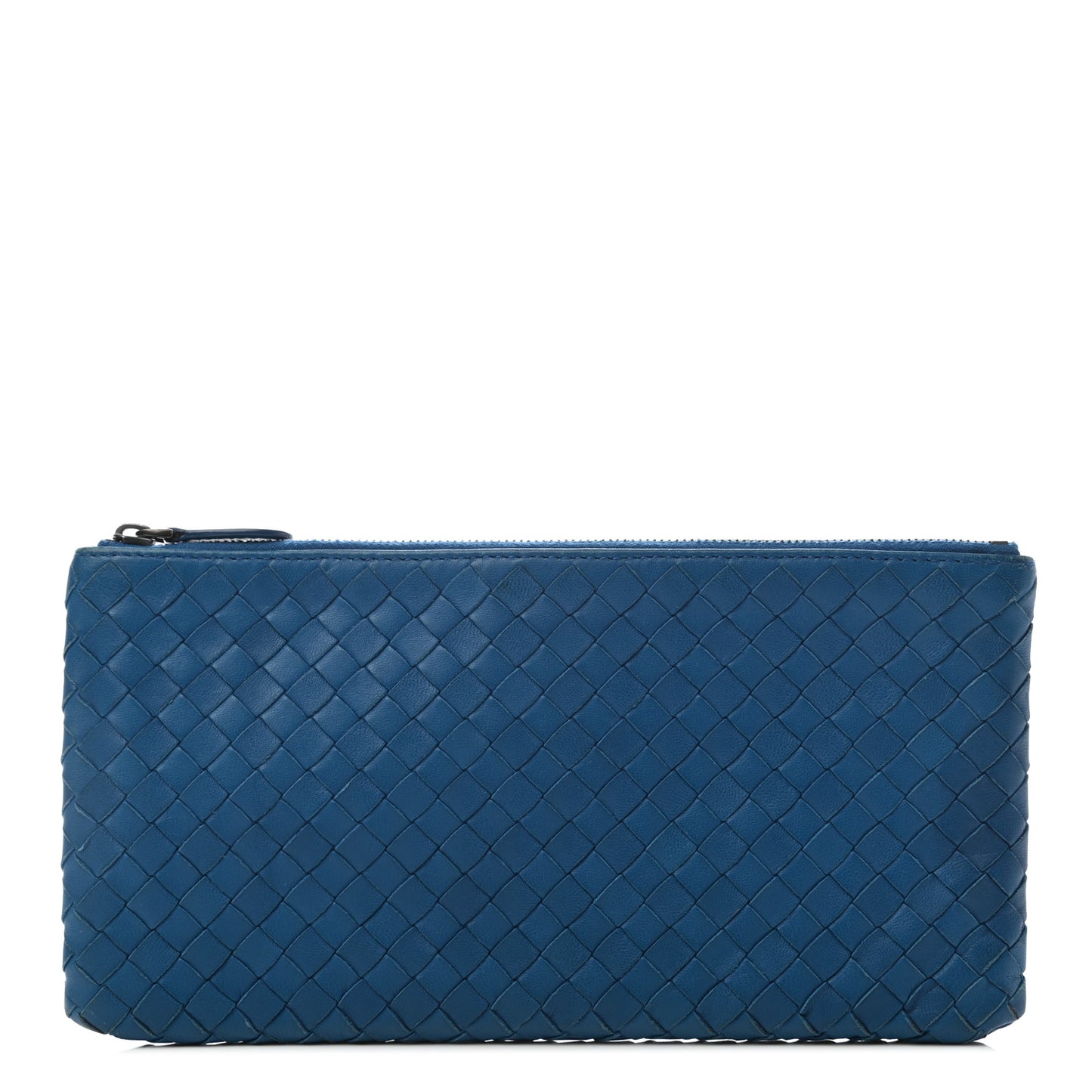 Nappa Intrecciato Zip Pouch Blue