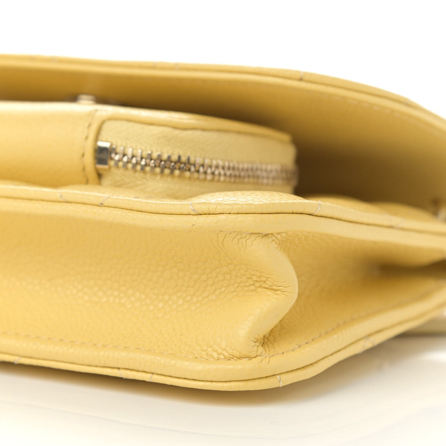 Caviar Quilted Business Affinity Clutch With Chain Flap Yellow