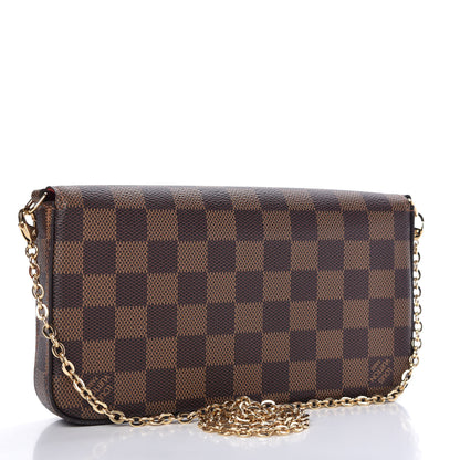 Louis Vuitton Damier Ebene Pochette Felicie Chain Wallet 3 of 11