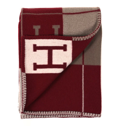 Hermes Wool Cashmere Avalon III Blanket Ecru Rouge H 2 of 3