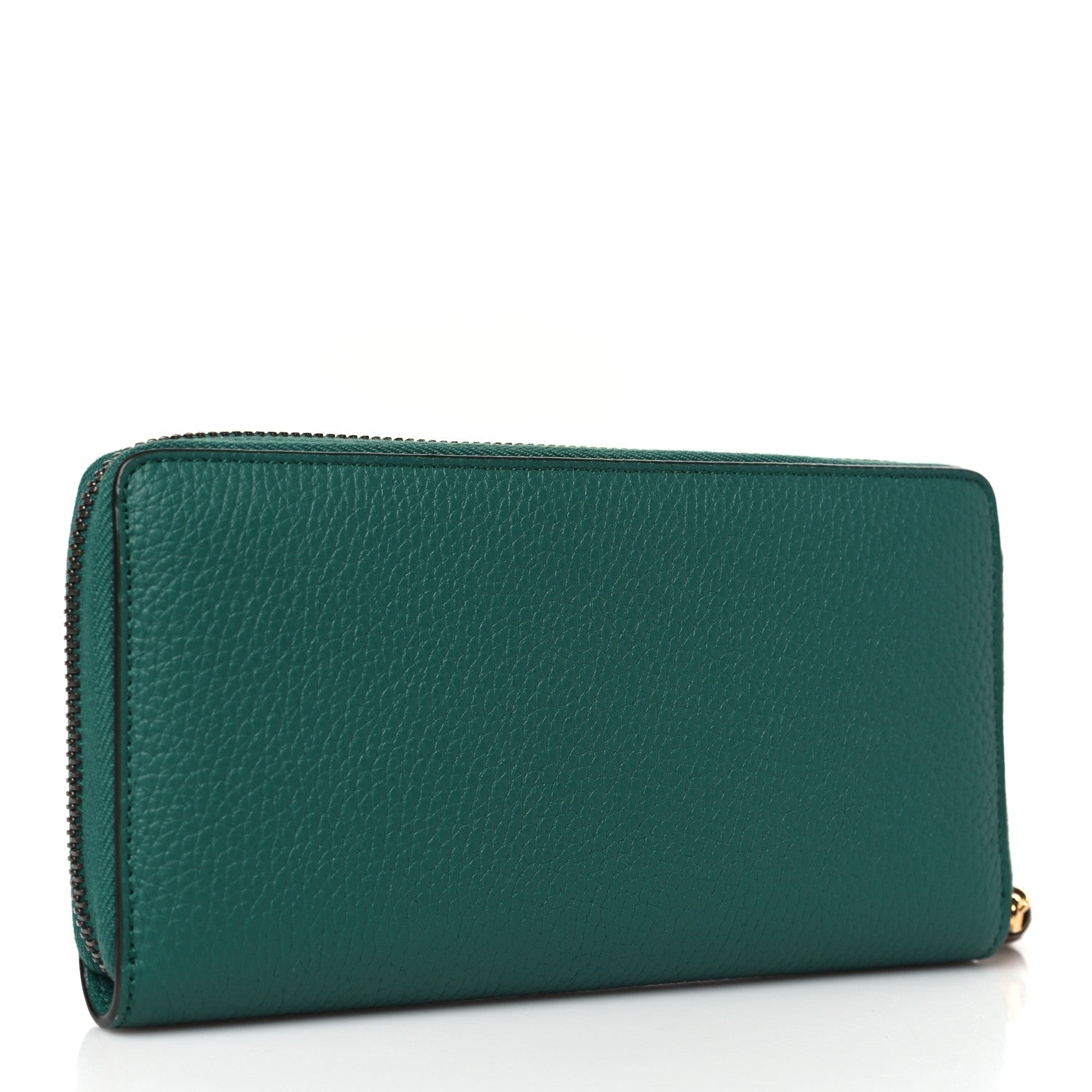 Gucci Piuma Calfskin Bamboo Double G Zip Around Wallet Emerald 3 of 8