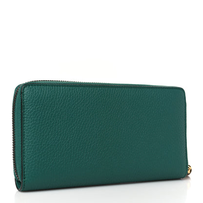 Gucci Piuma Calfskin Bamboo Double G Zip Around Wallet Emerald 3 of 8