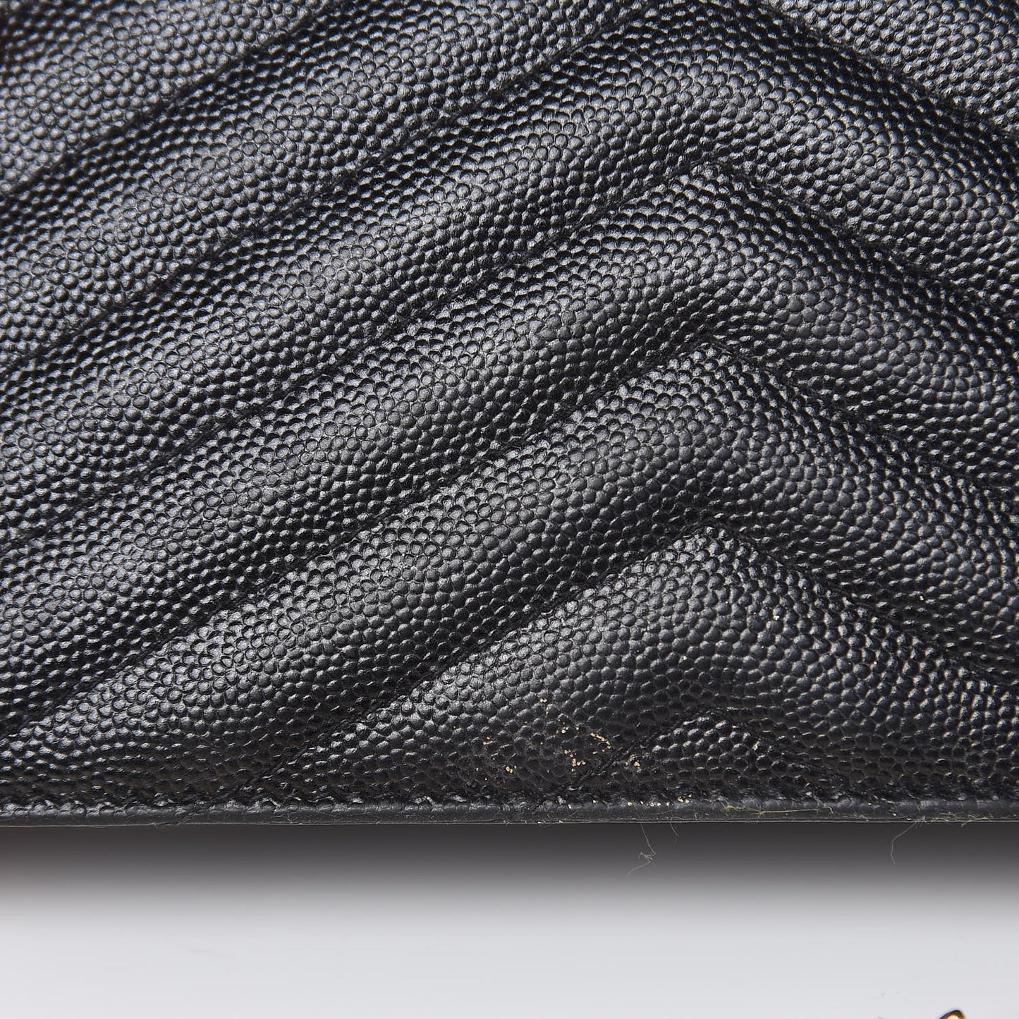 Grain De Poudre Matelasse Chevron Monogram Envelope Chain Wallet Black