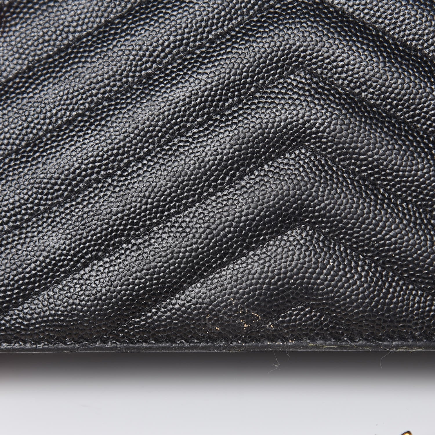 Saint Laurent Grain De Poudre Matelasse Chevron Monogram Envelope Chain Wallet Black 19 of 20