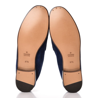 Gucci Suede Calfskin Womens 1953 Horsebit Loafers 37.5 Cobalt Blue 6 of 10