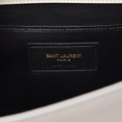 Saint Laurent Grain De Poudre Classic Monogram Cassandre Clutch Dove White 7 of 8