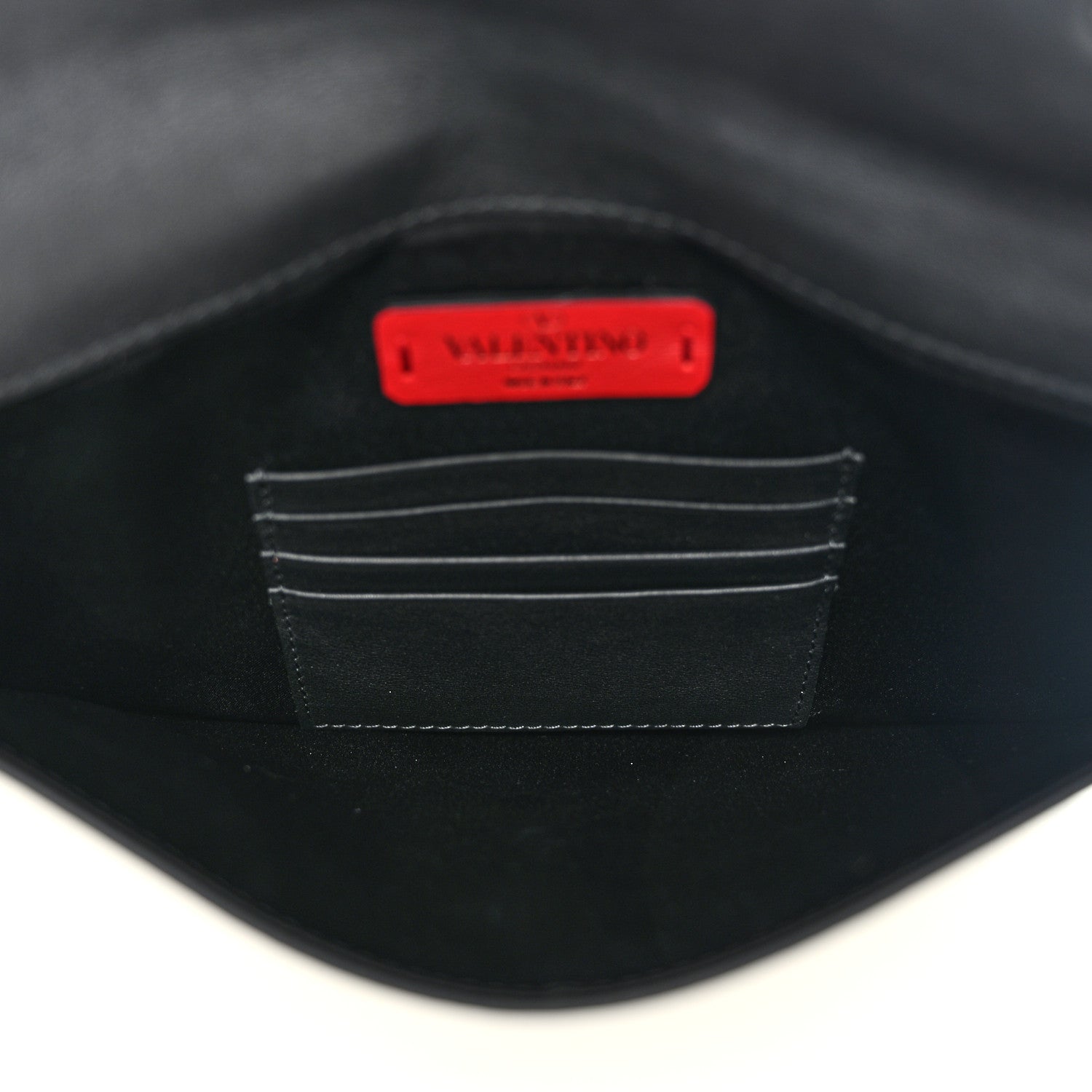 Valentino Garavani Vitello Chevron Rockstud Rolling Envelope Clutch Light Ivory Black 5 of 6