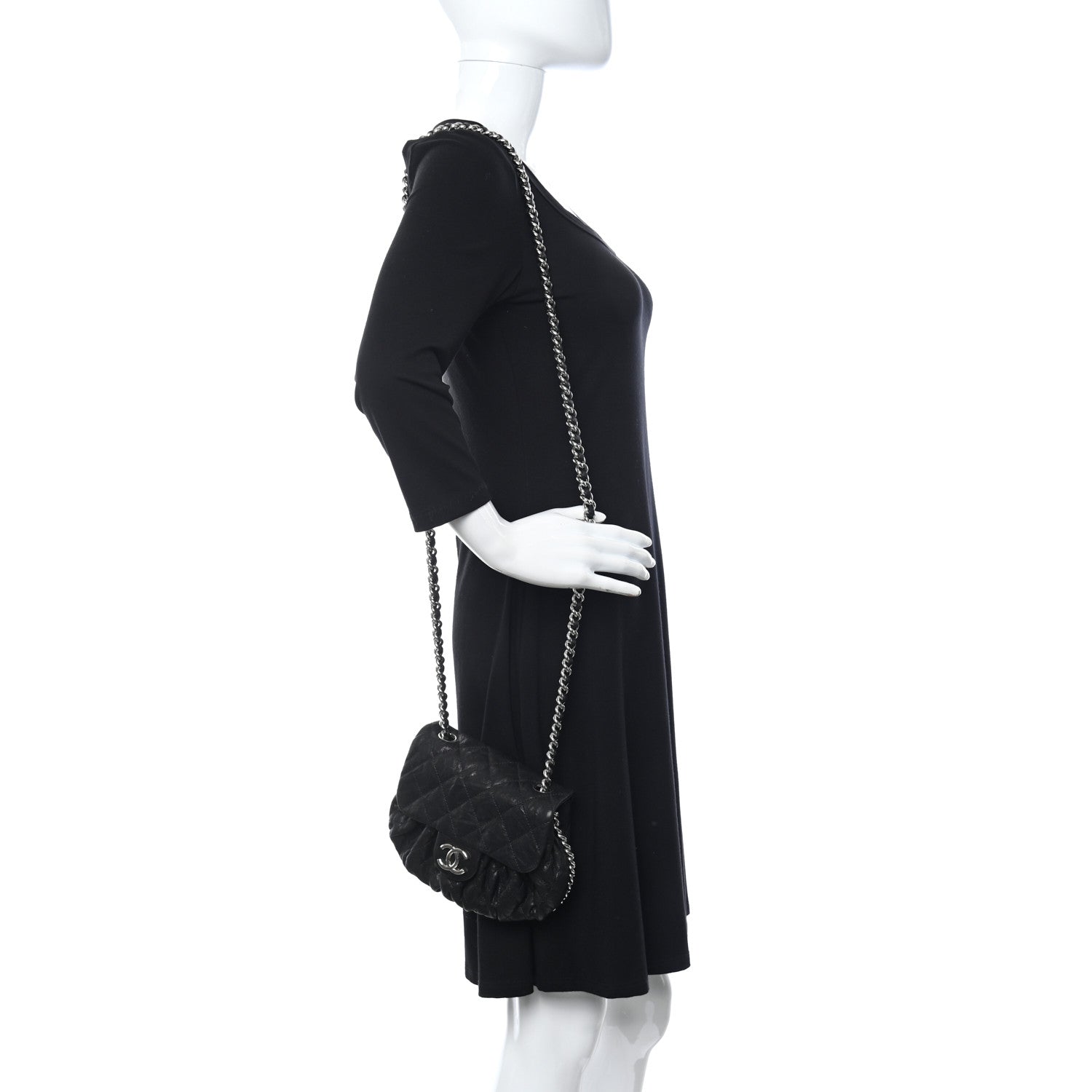 Chanel Washed Lambskin Quilted Medium Chain Around Flap Black 2 of 10