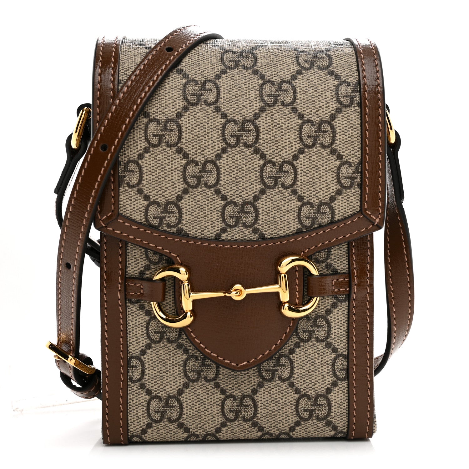 Gucci GG Supreme Monogram Mini Horsebit 1955 Crossbody Bag Beige Brown Sugar 1 of 10