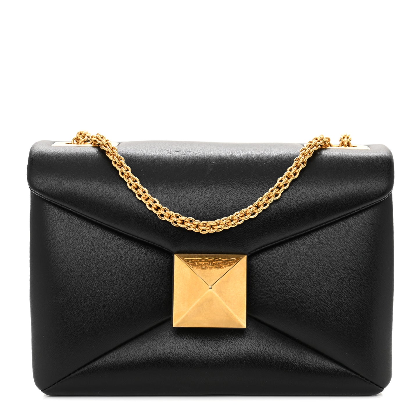 Nappa One Stud Chain Clutch Black