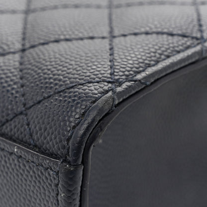 Saint Laurent Grain De Poudre Textured Mixed Matelasse Triquilt Medium Monogram Satchel Deep Marine 12 of 13