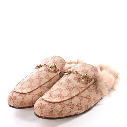 Gucci GG Monogram Fur Mens Princetown Slippers 8 Beige Ruggine Rust 2 of 9