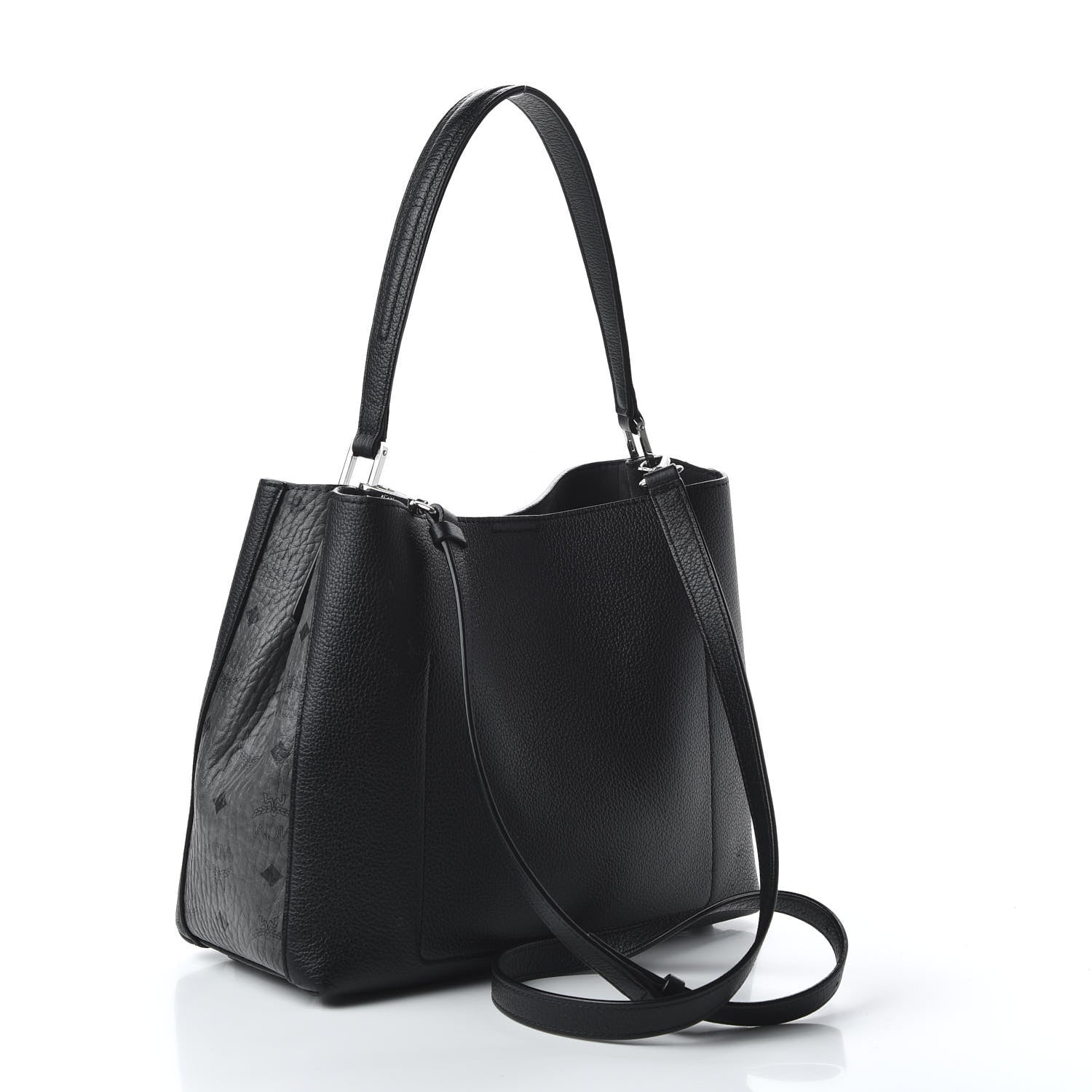 MCM Grained Calfskin Visetos Medium Sarah Hobo Black 3 of 9