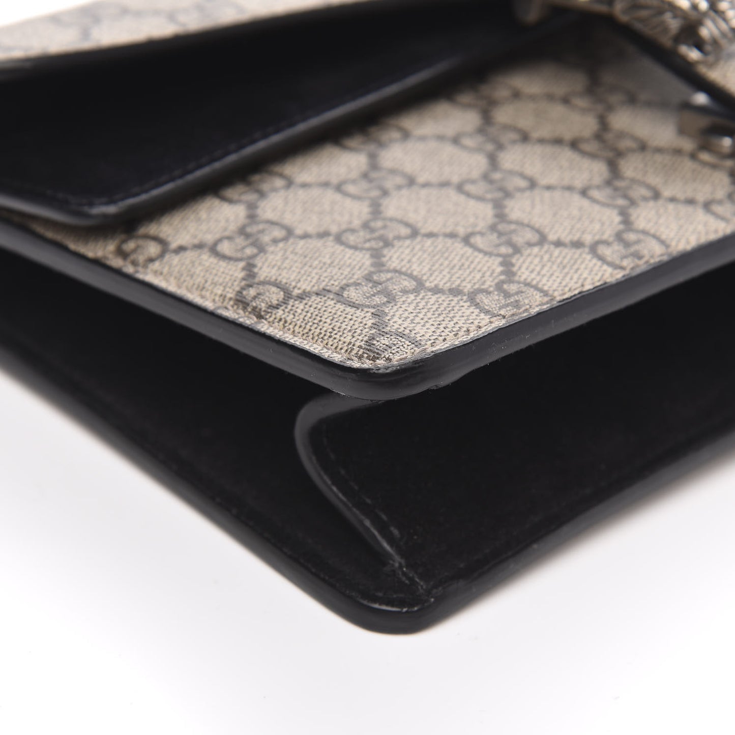 GG Supreme Monogram Suede Crystal Small Dionysus Shoulder Bag Beige Ebony Black