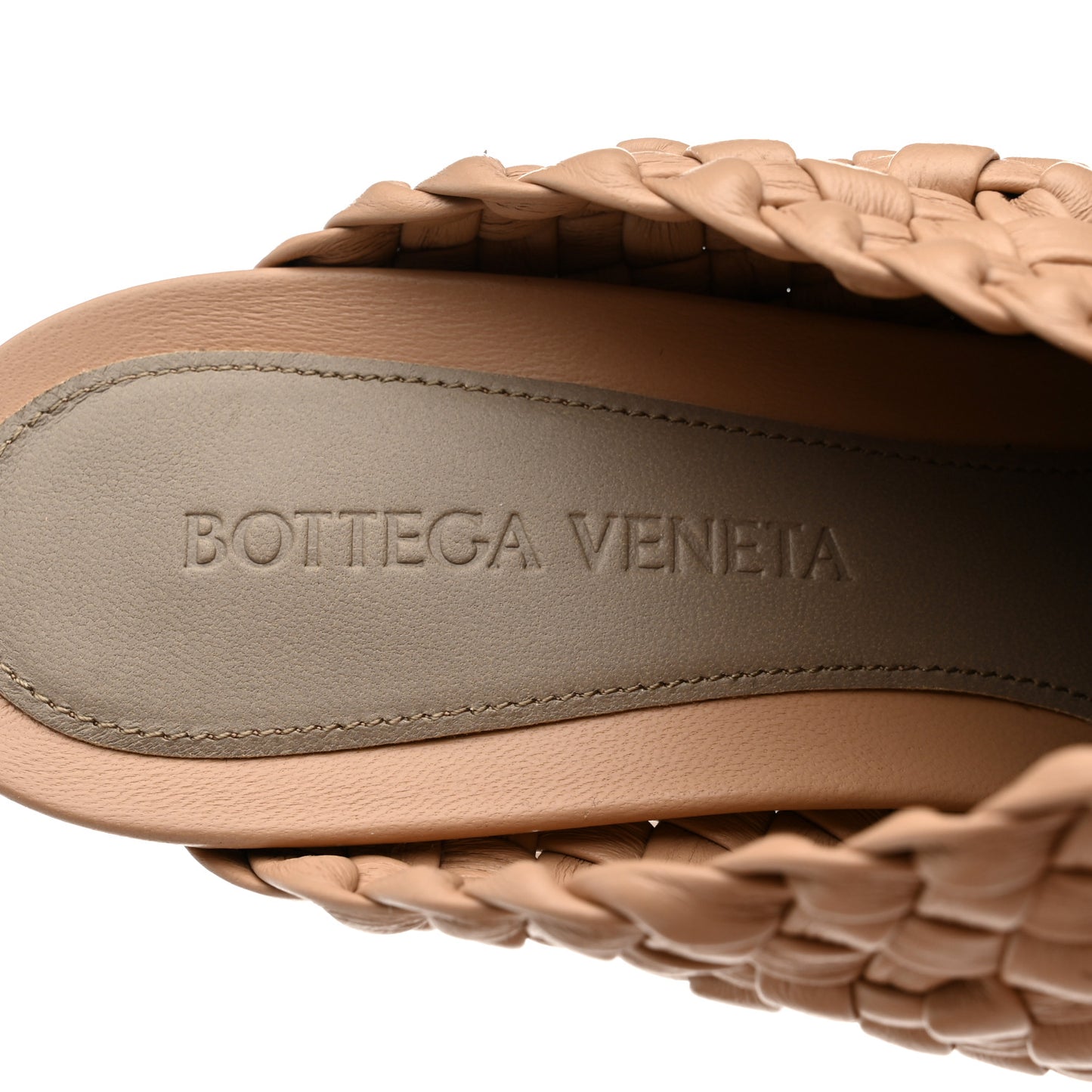 Nappa Intrecciato Almond Mules 37.5 Beige