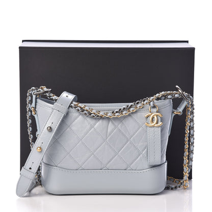 Chanel Aged Calfskin Quilted Small Gabrielle Hobo Light Blue 11 of 11