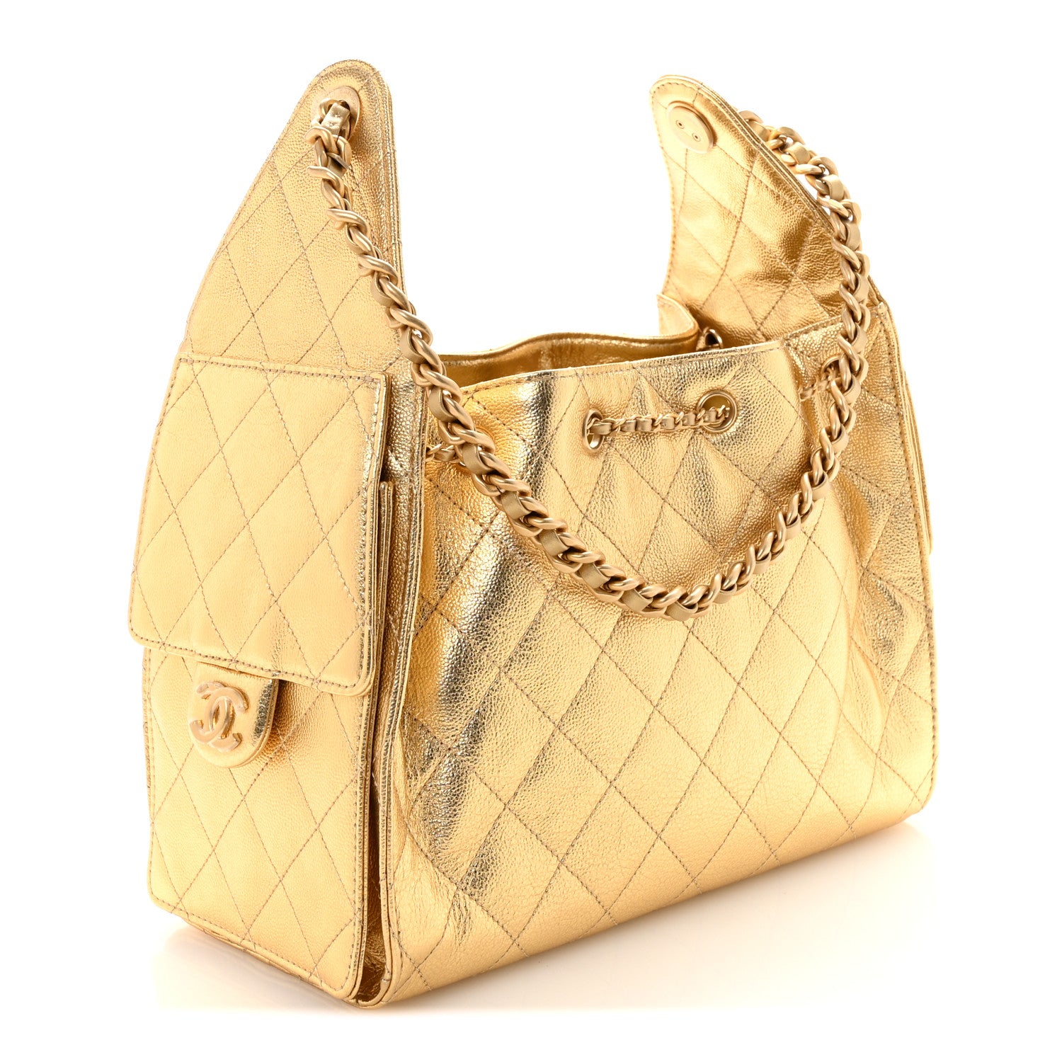 Chanel Metallic Caviar Quilted Small Chanel 25 Handbag Gold 2 of 11