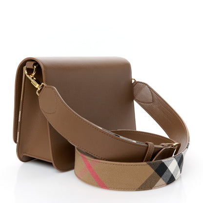 Burberry Derby Calfskin House Check Mackford Crossbody Bag Brown 3 of 10