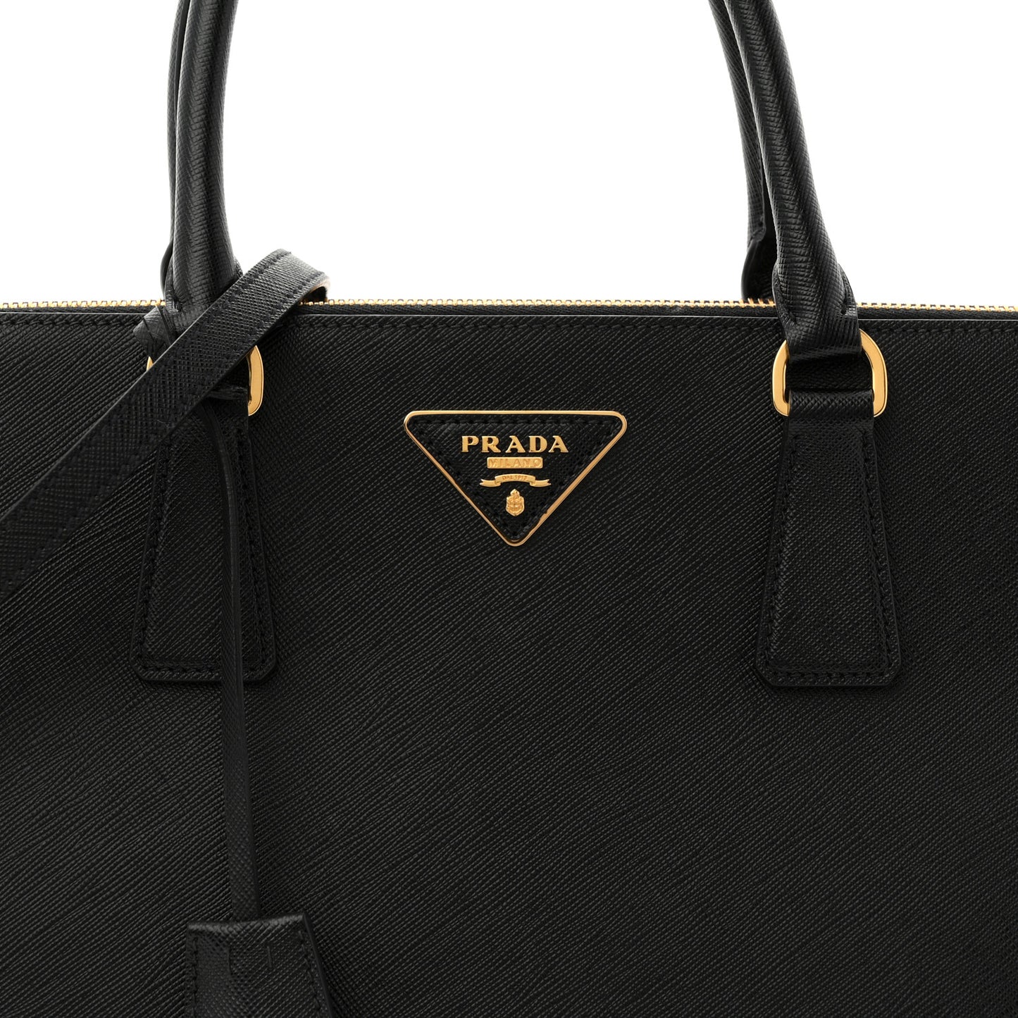 Saffiano Lux Large Galleria Double Zip Tote Black