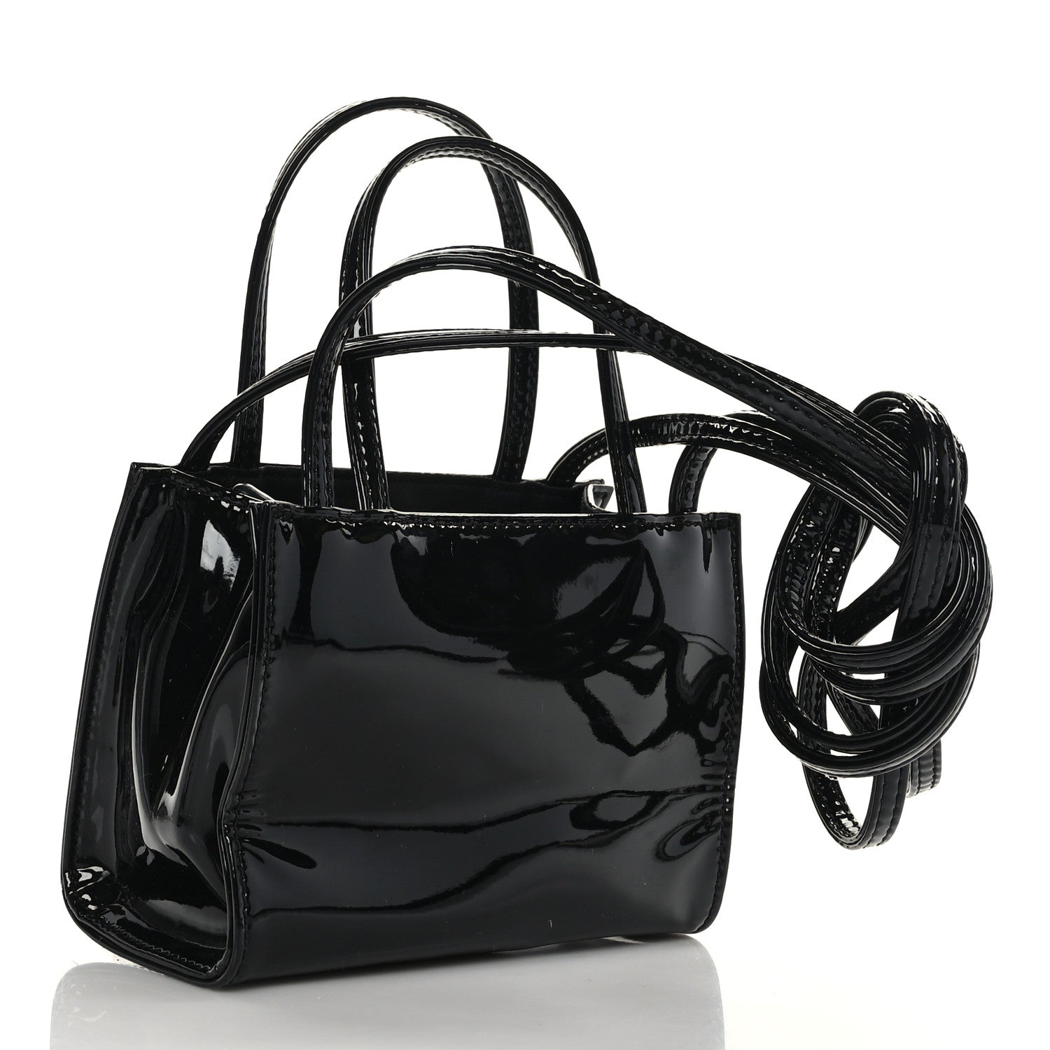 Telfar Patent Vegan Leather Small Shopping Bag Black 2 of 7