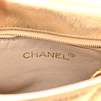 Chanel Metallic Lambskin Chevron Quilted Micro Flap Bag Gold 6 of 11