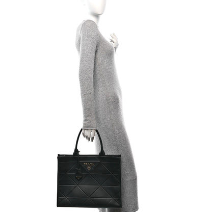 Prada Soft Calfskin Triangolo Symbole Embossed Medium Tote Black 2 of 10