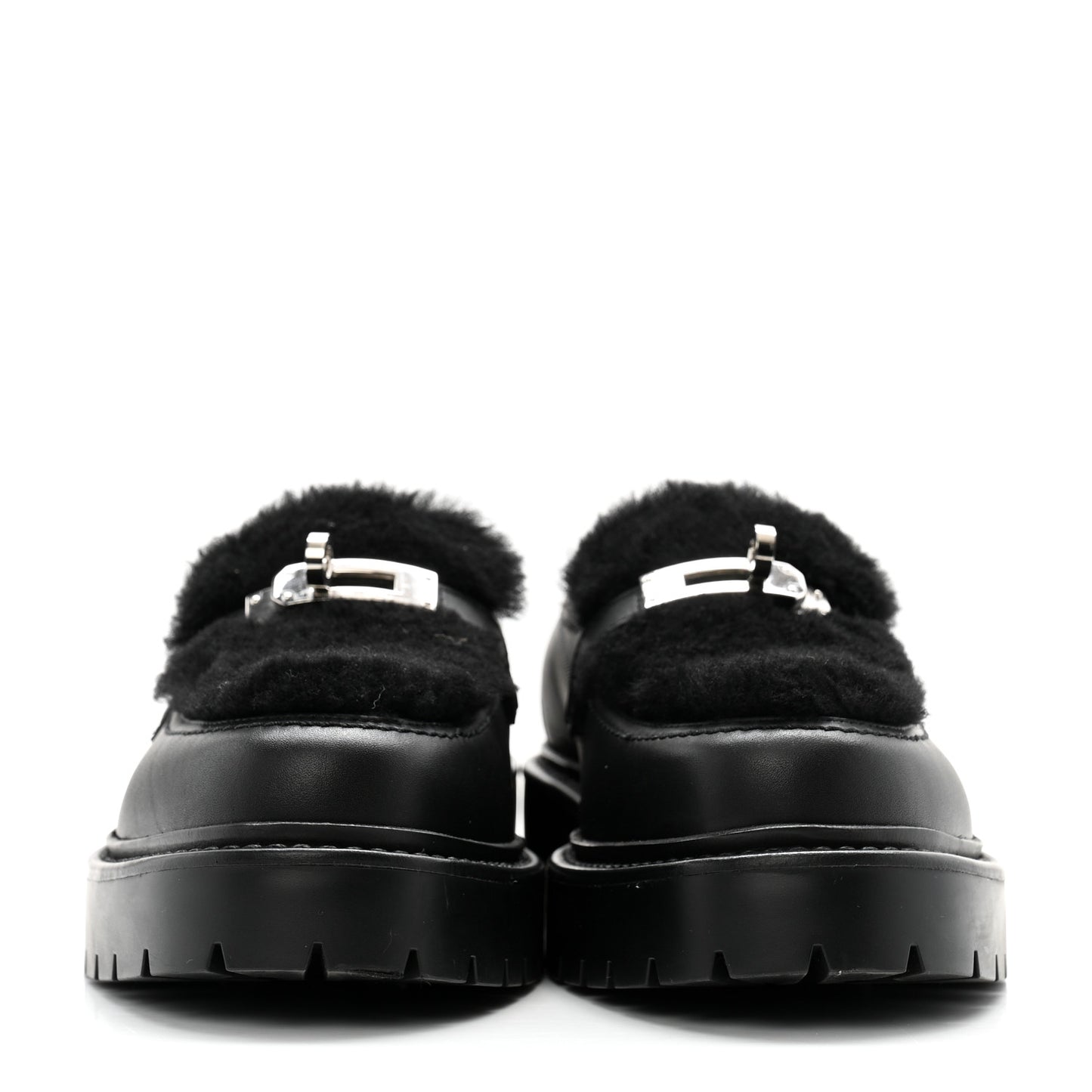 Calfskin Shearling Icone Loafers 37 Black