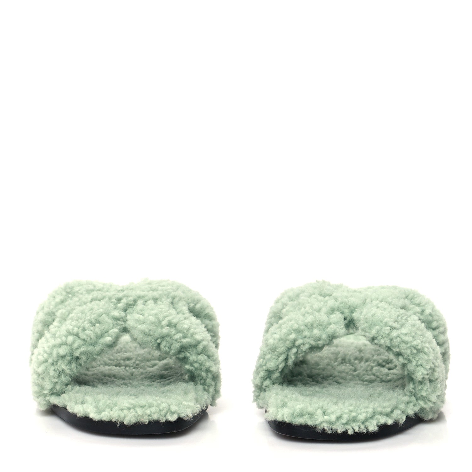 Hermes Woolskin Oran Sandals 38 Vert D'Eau 2 of 8
