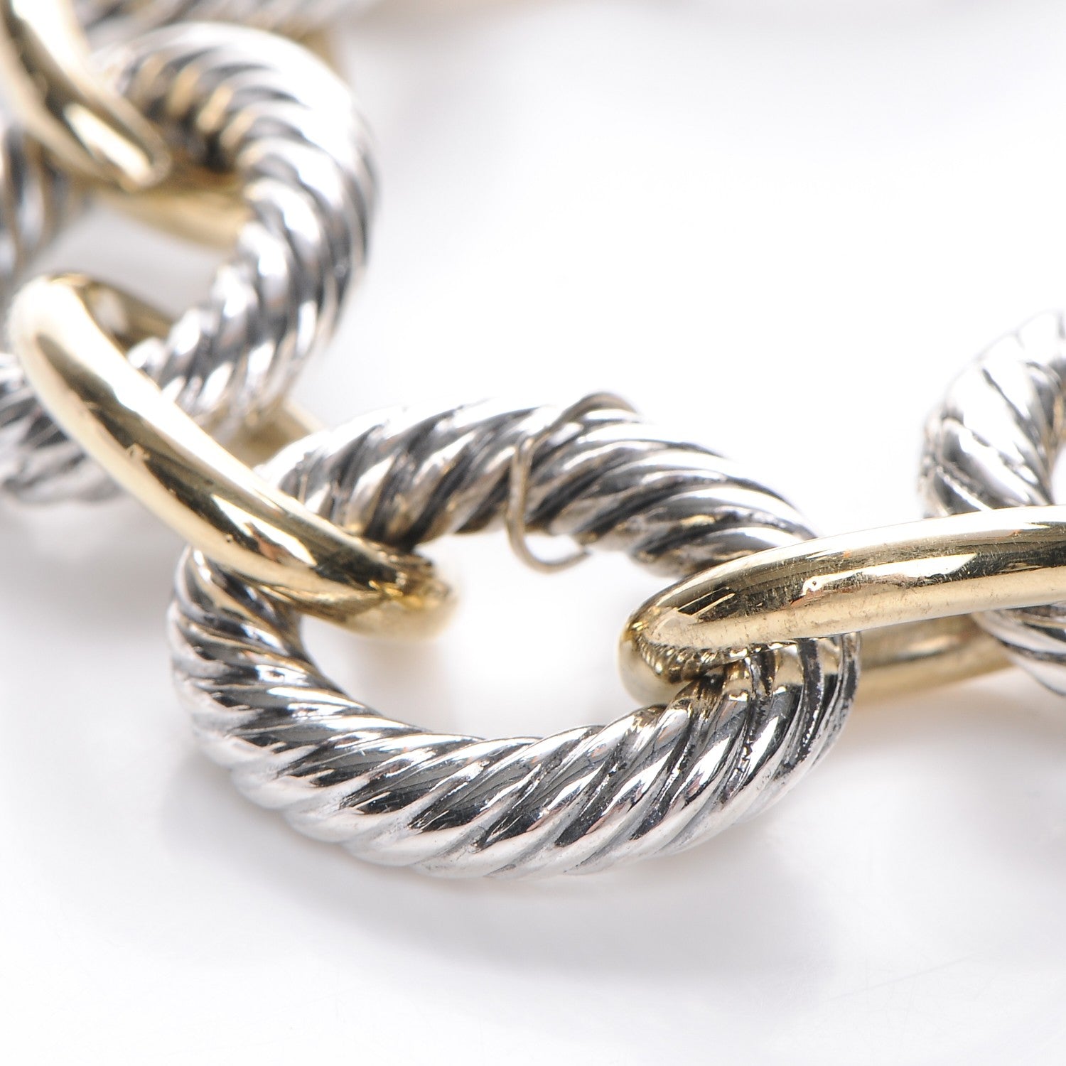 David Yurman Sterling Silver 18K Yellow Gold 17mm Extra Large Oval Link Bracelet 4 of 5
