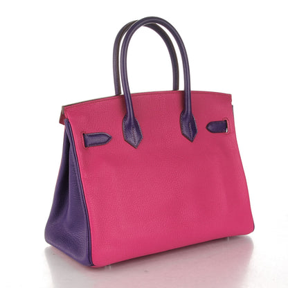 Hermes Chevre Bi-Color Horseshoe Birkin 30 Rose Shocking Iris 3 of 27