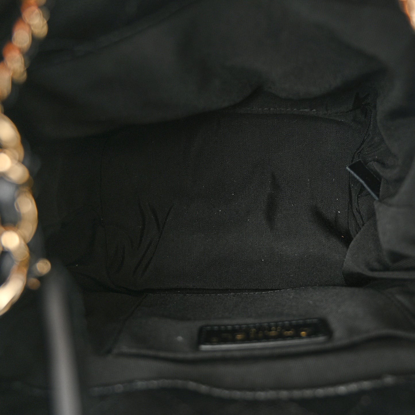 Caviar Quilted Rolled Up Bucket Drawstring Bag Black
