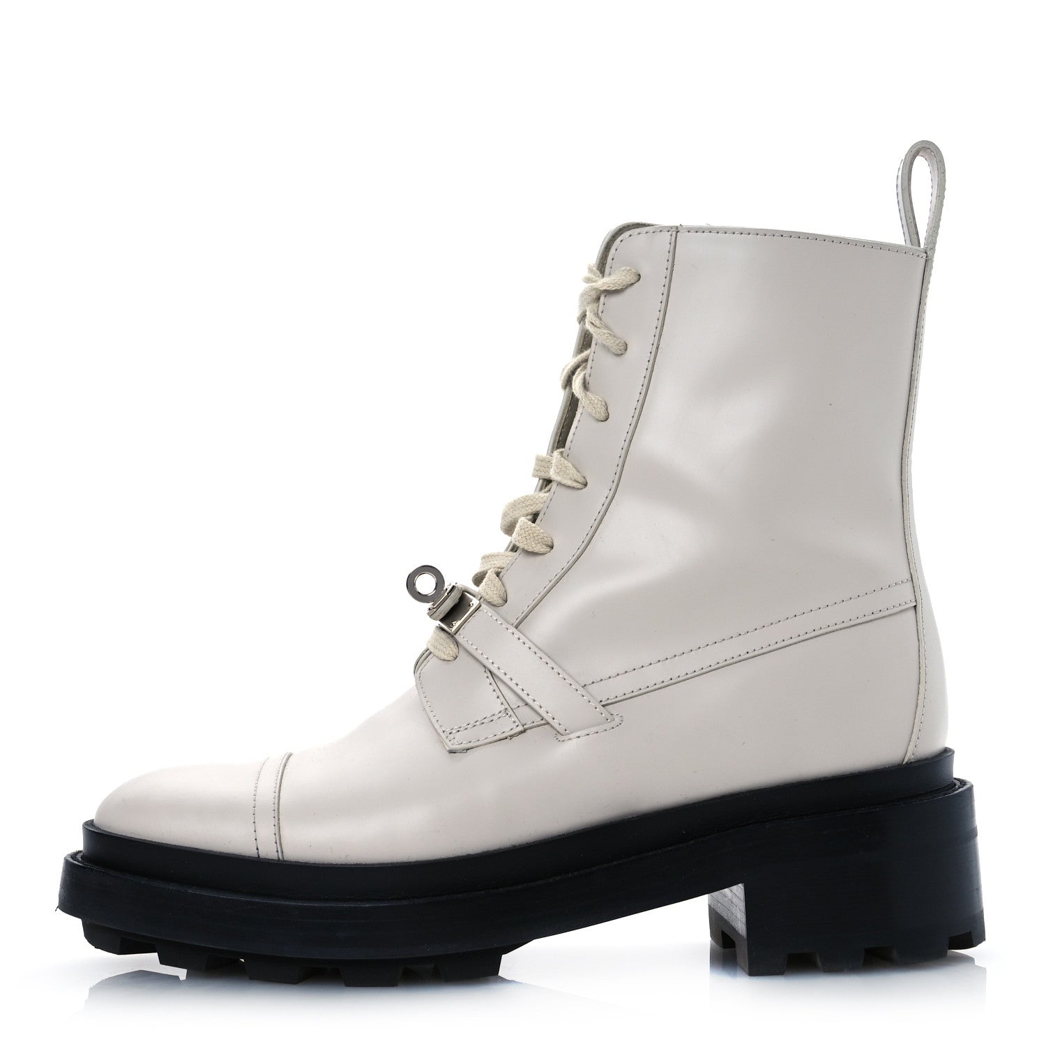 Hermes Glossed Calfskin Funk Ankle Boots 37.5 Beige Glaise 1 of 16