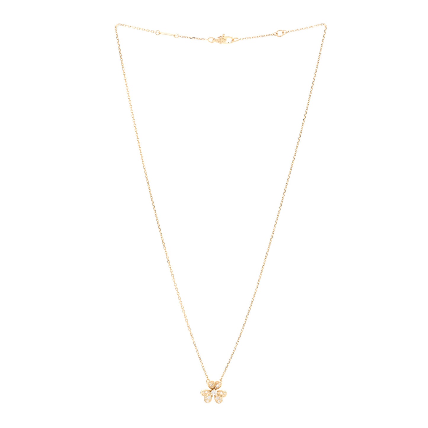 18K Yellow Gold Diamond Mini Frivole Pendant Pave Necklace