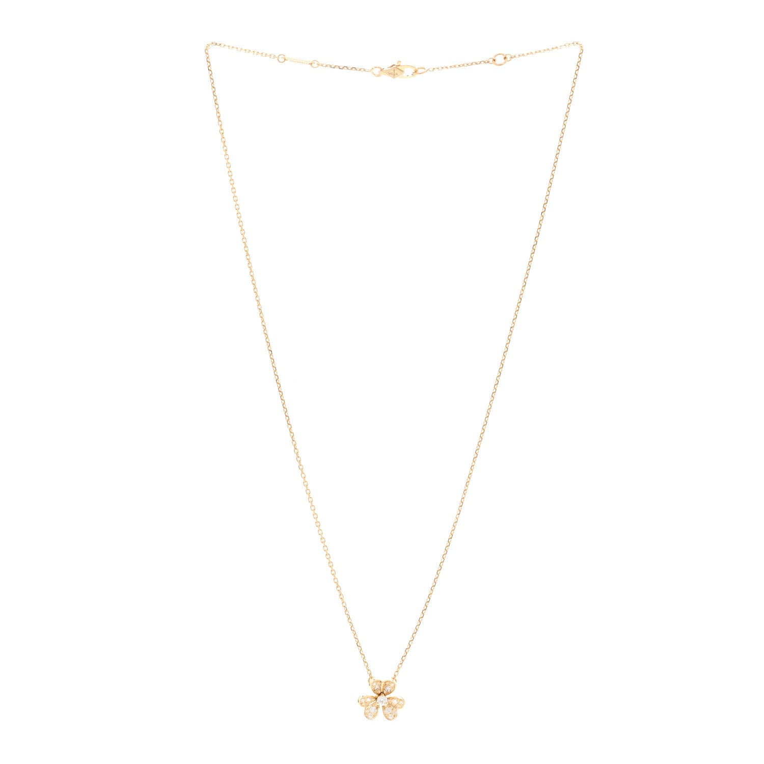 Van Cleef & Arpels 18K Yellow Gold Diamond Mini Frivole Pendant Pave Necklace 3 of 4