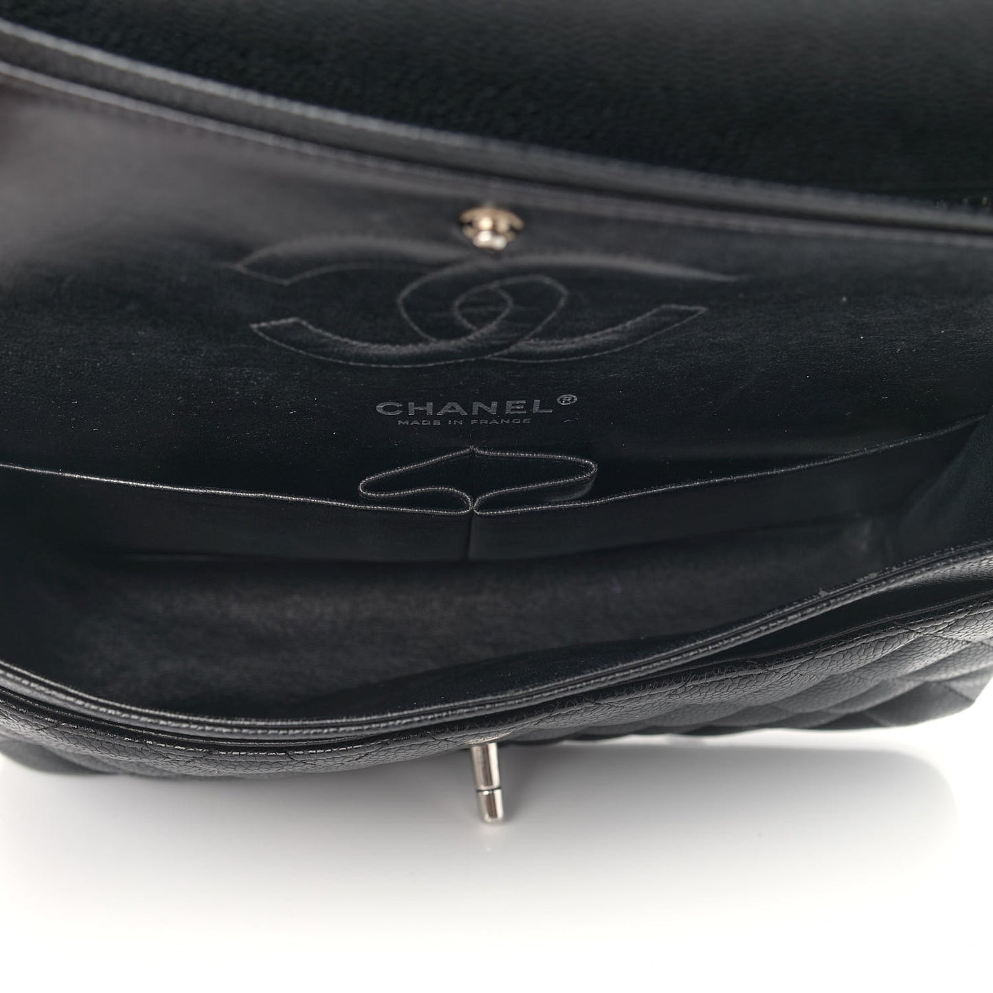 Caviar Quilted Medium Double Flap Black